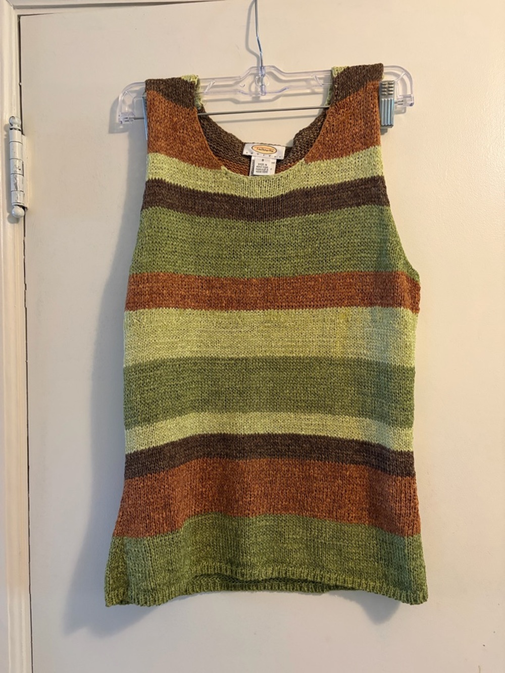 Vintage Talbots Petite Multicolored Earth Toned Striped Knit Tank Size Small